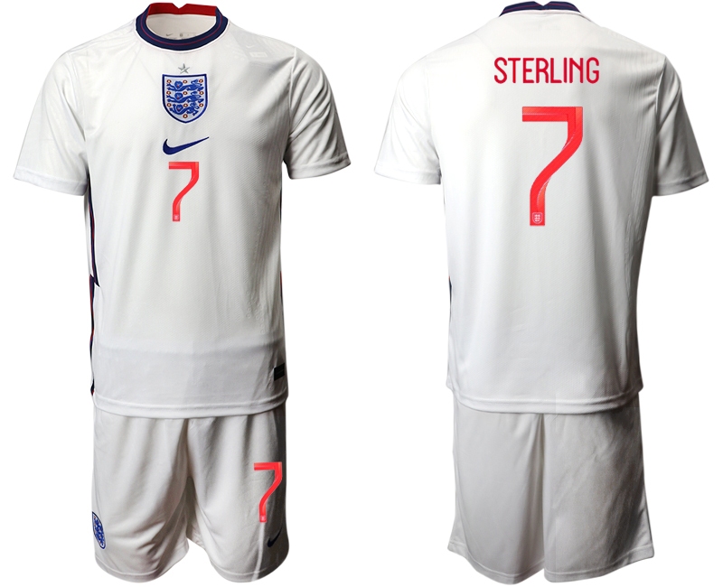 Men 2021 European Cup England home white #7 Soccer Jersey1